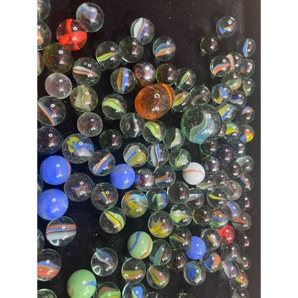 Vintage Ball Mason Jar Blue Full of Old Glass Marbles - Picture 7 of 7